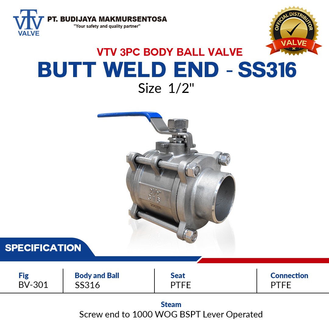 Jual 3PC Body Ball Valve VTV di Aceh