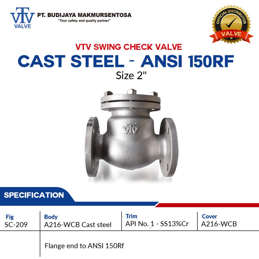 Swing Check Valve Cast Steel 2 Inch Tokopedia
