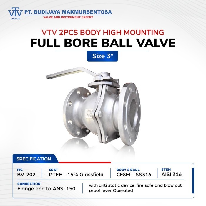 High Mounting Ball Valve SS316 ANSI 150 1/2"