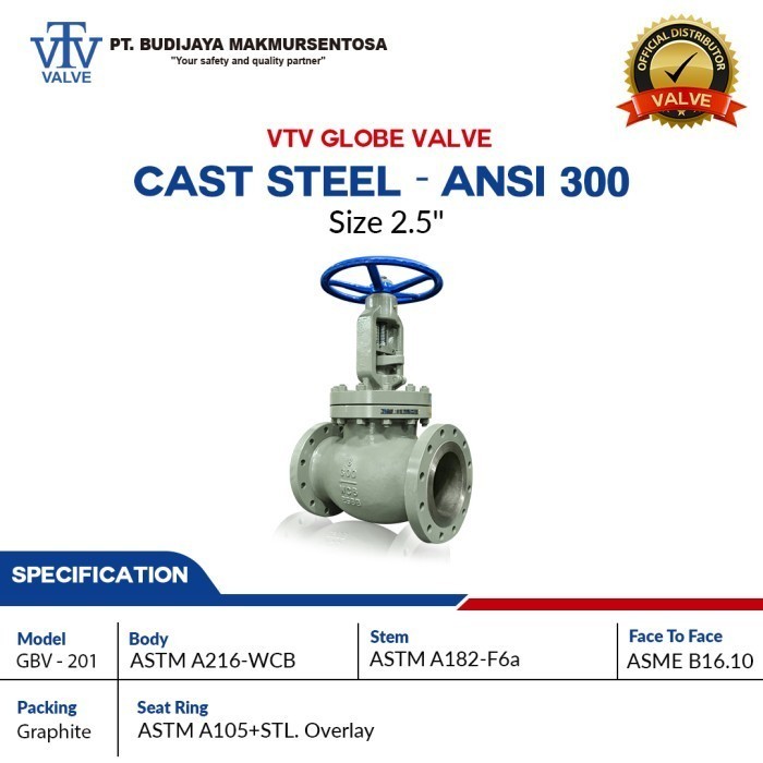Globe Valve Cast Steel ANSI 300 VTV - 2 Inch