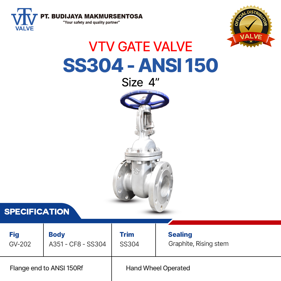 Gate Valve SS304 ANSI 150
