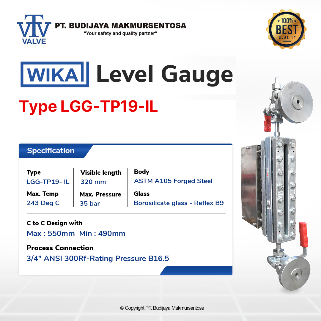 WIKA Level Gauge Level Indicator Sight Glass - LGG TP19 Illuminator