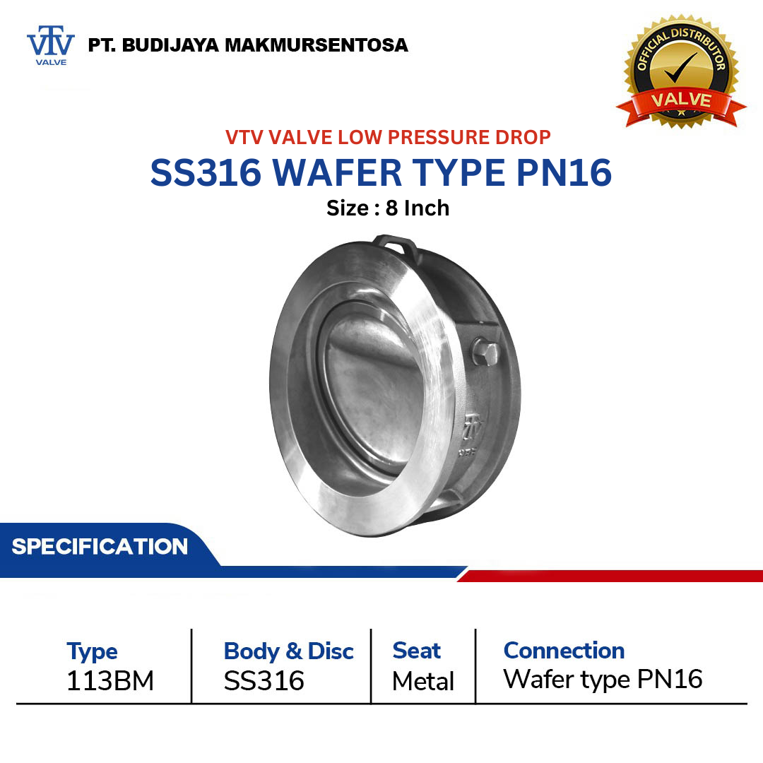 VTV Low Pressure Drop Check Valve SS316 PN16 - 8 Inch
