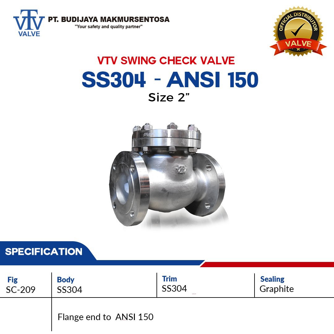 VTV swing Check valve SS304 ANSI 150 - 2 Inch