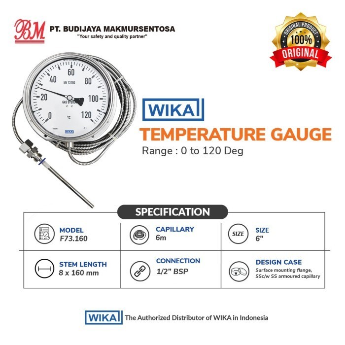 WIKA TEMPERATURE GAUGE F73 Size 6 inch - 0 to 120DegC