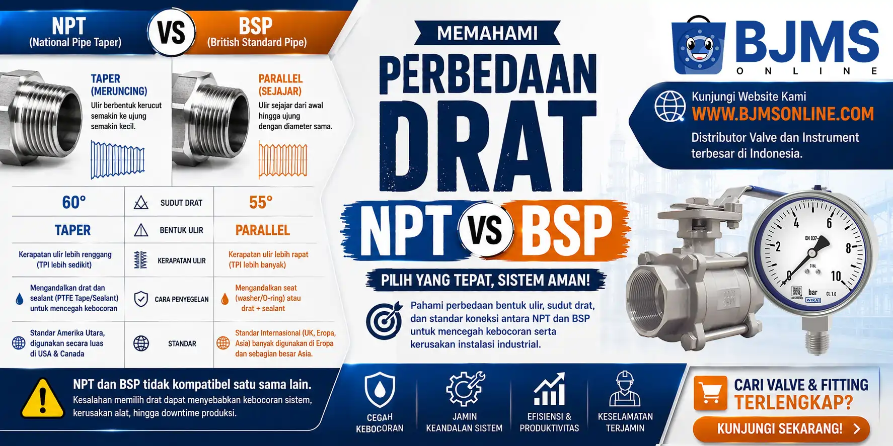 Perbedaan Drat NPT dan BSP